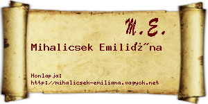 Mihalicsek Emiliána névjegykártya